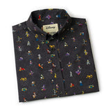 Folded shirt with Disney character pattern on a white background