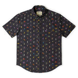 Short-sleeve shirt with colorful pattern on a white background