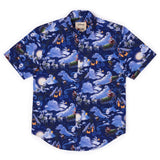 Shirt with a Halloween-themed pattern on a white background