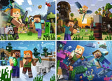 Collage of Minecraft characters in various environments