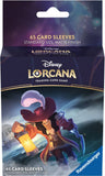 Pack of Disney Lorcana trading card sleeves with character illustration on a dark background