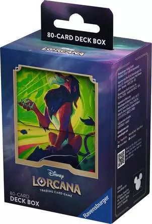 Lorcana trading card game deck box packaging with colorful artwork on a blue background