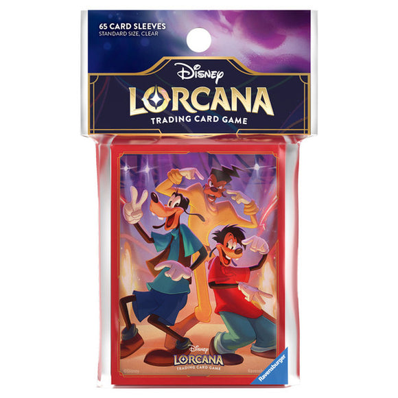 Pack of Disney Lorcana trading card game card sleeves with cartoon characters on a white background