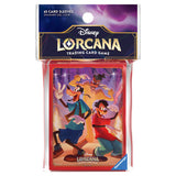 Pack of Disney Lorcana trading card game card sleeves with cartoon characters on a white background
