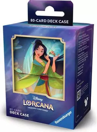 Lorcana trading card game deck case packaging with Disney character on blue background