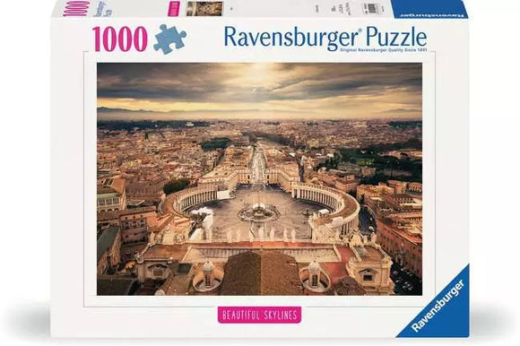 Ravensburger puzzle box with an aerial view of a cityscape and '1000' piece count.
