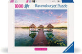 Ravensburger puzzle box with a scenic lake and dock design.