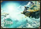 Game poster for 'The Legend of Zelda: Tears of the Kingdom' with a character on a floating platform.