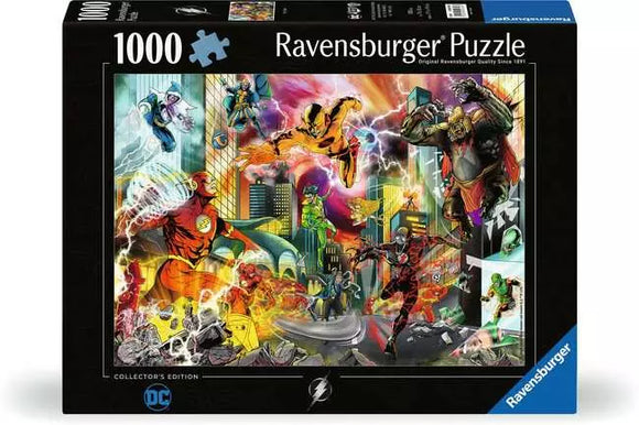 Ravensburger puzzle box with superhero-themed artwork on a white background