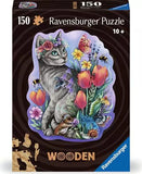 Ravensburger puzzle box with a cat and floral design on a black background