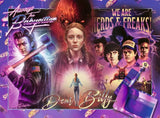 Collage of 'Dear Billy' movie poster with characters and text on a purple and blue background