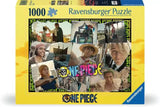 Ravensburger One Piece puzzle box with character images on a yellow background