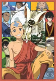 Animated character with a creature on his shoulder surrounded by other characters in a collage.