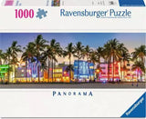 Ravensburger puzzle box with a scenic view of a beachfront with palm trees and colorful buildings.