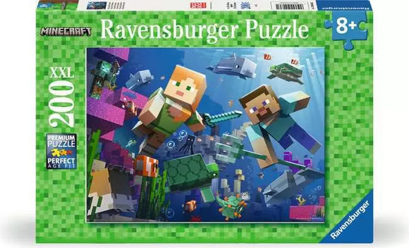 Ravensburger Minecraft puzzle box with characters and green border