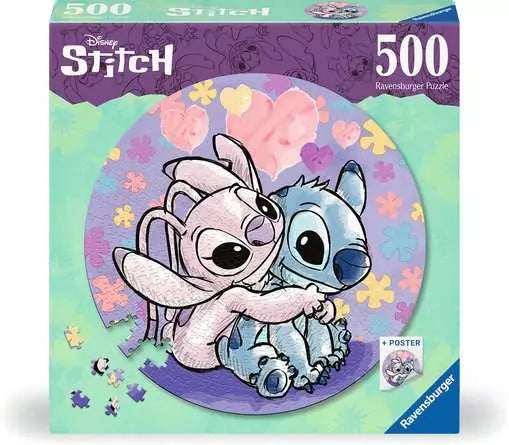 Ravensburger Disney Stitch puzzle box with two characters hugging on a colorful background