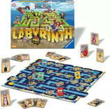 Board game set with 'Labyrinth' title and character cards on a white background