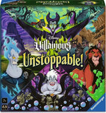 Board game box for 'Villainous Unstoppable!' featuring Disney villains with colorful and vibrant design.