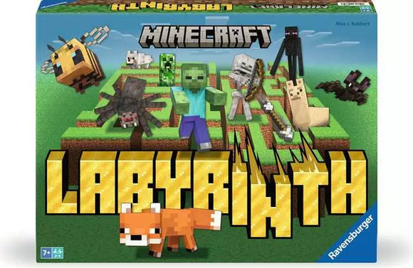 Minecraft Labyrinth game box with characters and text on a green background