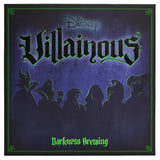 Disney Villainous board game box with silhouettes of villains and green text on a dark background