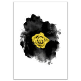 Yellow rose on a black watercolor background