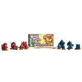 Toy figures and game box on a white background