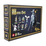 Boxed set of miniatures with cat figures on a dark background