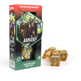 Dungeons & Dragons Ranger dice set packaging with dice on a white background