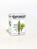 Box of 'Reforest' game with trees and text on a white background