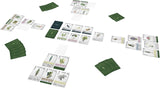 Board game cards with nature-themed illustrations on a white background