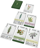 Set of nature-themed cards with plants and trees on a white background