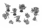 Set of gray miniature figures on a white background