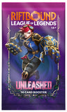 Riftbound League of Legends Unleashed booster pack with character illustration on purple background