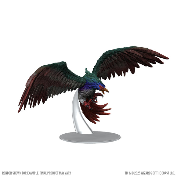 Fantasy bird creature figurine with outstretched wings on a white background