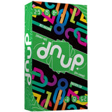 Board game box with colorful design and 'dnup' branding on a white background