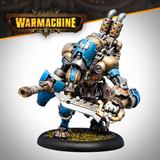 Warhammer 40k Warmachine miniature with detailed armor and weapons on a gray background