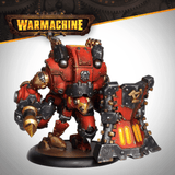 Warhammer 40K model with 'Warmachine' branding on a gray background