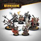 Collection of Warhammer figurines with 'Warmachine' logo above