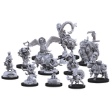 Collection of detailed miniature figurines on a green background