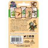 Card game expansion packaging with illustrations of snakes and game cards on a beige background