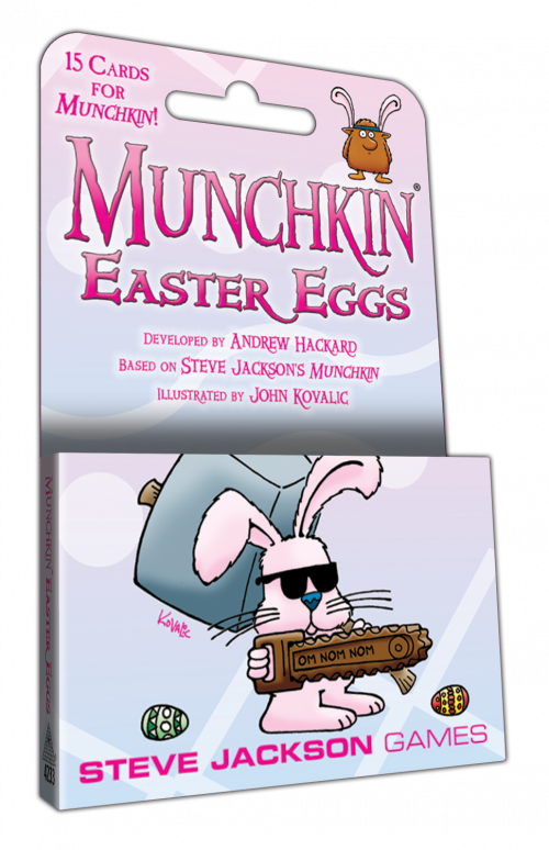 Munchkin Easter Eggs card game packaging with cartoon rabbit character on a white background