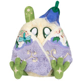 Plush toy with a purple and green design on a white background