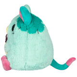 Plush toy with teal and pink accents on a white background