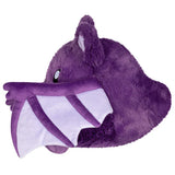 Purple plush toy with a white interior on a white background