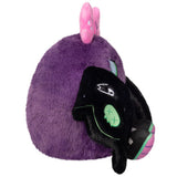 Plush toy with purple body and black head on a white background