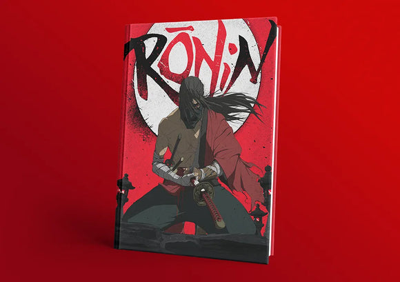 Book titled 'Ronin' with a stylized illustration of a warrior on a red background