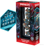 Ravenloft Dungeons & Dragons adventure dice set packaging with dice displayed