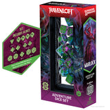 Ravenloft Dungeons & Dragons Warlock Adventure Dice Set packaging with dice inside