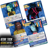 Four Star Trek Captain's Chair Second Contact game cards on a white background
