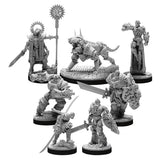 Set of detailed miniature figurines on a white background